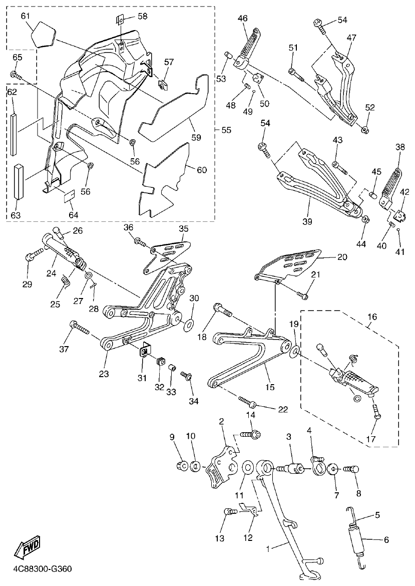 Yamaha R1 2008 STAND & FOOTREST parts diagram